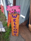 Pink Pig Welcome Sign 41 In