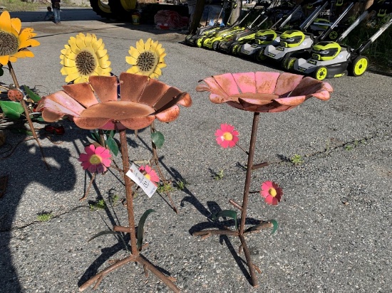 pair of large pink flower stands