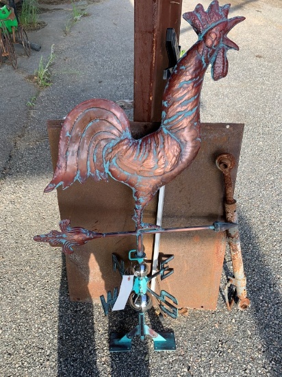 large metal rooster weather vane