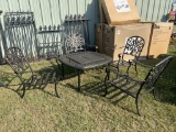 5 Pc Fire Pit Patio Set, 4 Chairs W/ Cushions &