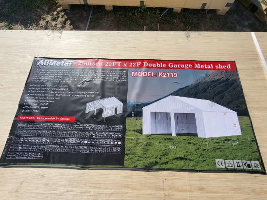 Double Garage Metal Shed, , Unused