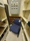 Office chair, wood cubby w. letters/numbers, area