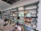 metlal shelving w. books 27ft long x 87inH