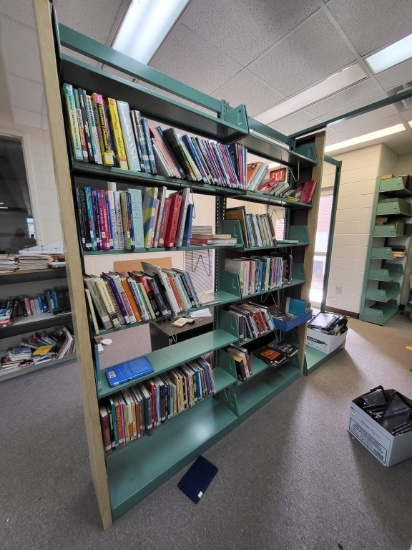 metal shelf w. books, 9ftx90in