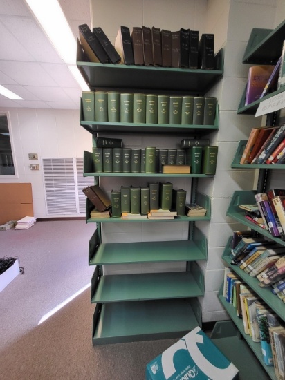 metal shelf w. vintage readers digest books