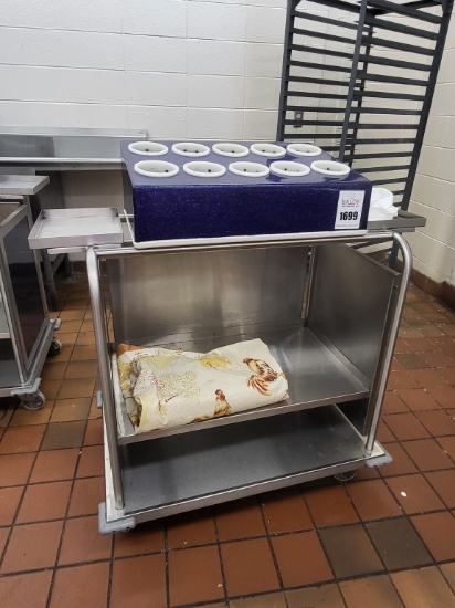 Rolling Stainless Steel Cart W/ Utensil Holder
