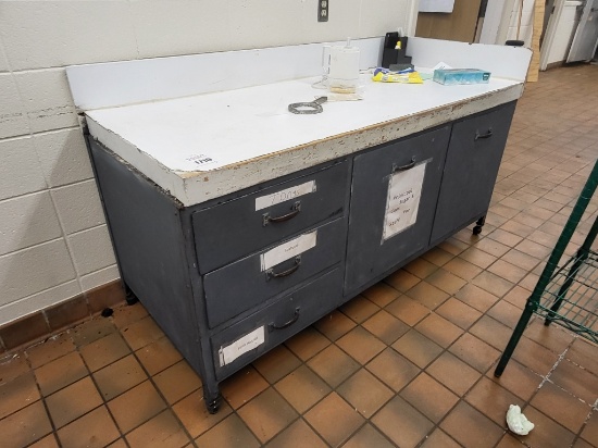 Metal & Wood Cabinet 6ft long x 31in tall