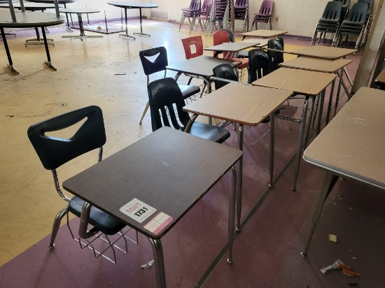 (10) student desks w. attached seats