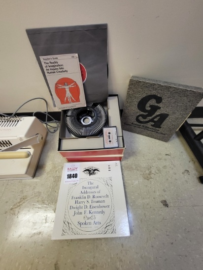 Vintage projector slides, records, &sound film