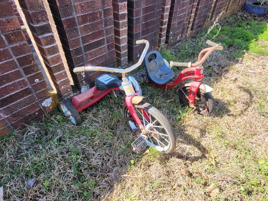 (2) metal tricycles