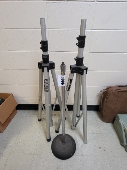 (2) tripod speaker holders, 1 mic stand