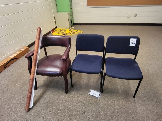 (3) stationary office chairs & roll of paper