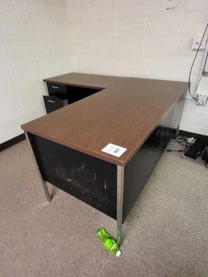 metal L-shaped office desk