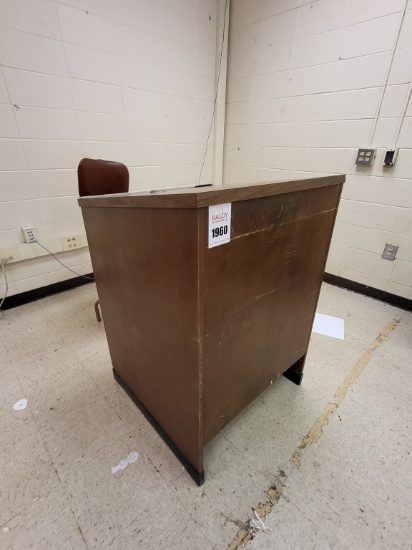 wooden podium & office chair