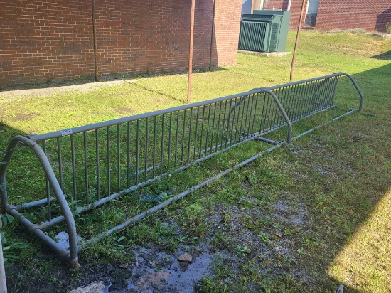 metal bicycle rack 19ftLx40 inW , holds 56 bikes