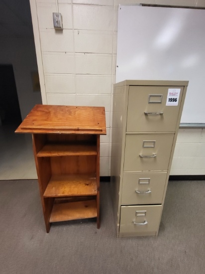 wooden podium 24x44 & 4-drawer metal filing