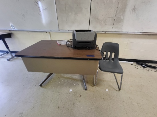 metal teachers desk, Lexmark E250PN printer,
