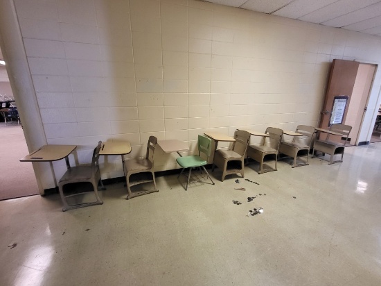 7 vintage student desks