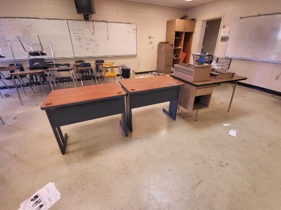 3 metal office desks