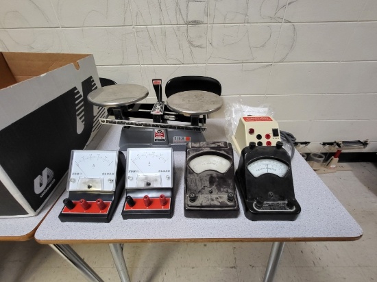 Harvard trip balance scale, electrical meters