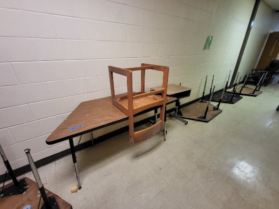 (4) tables, metal desk, wooden chair