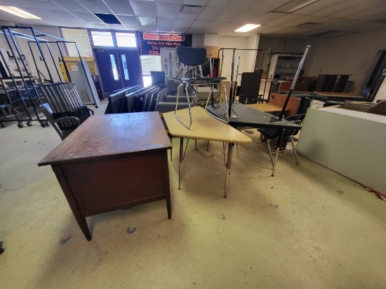 wooden office desk, 4 tables, student desk, chair