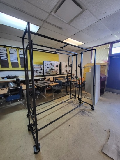 3 large metal rolling carts