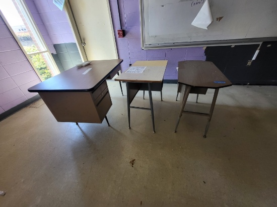 3 metal office desks