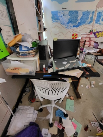 Wooden office desk & office chair (computer NOT