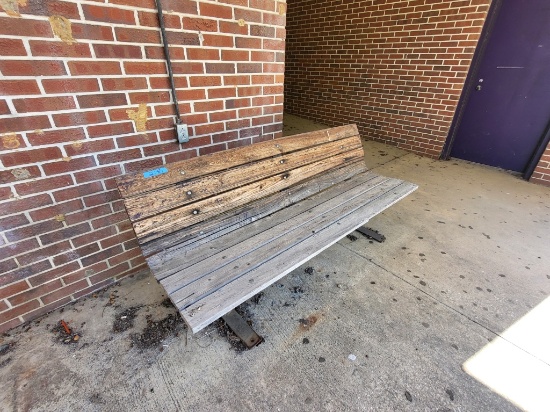 wood/metal park bench 6ftLx30inH