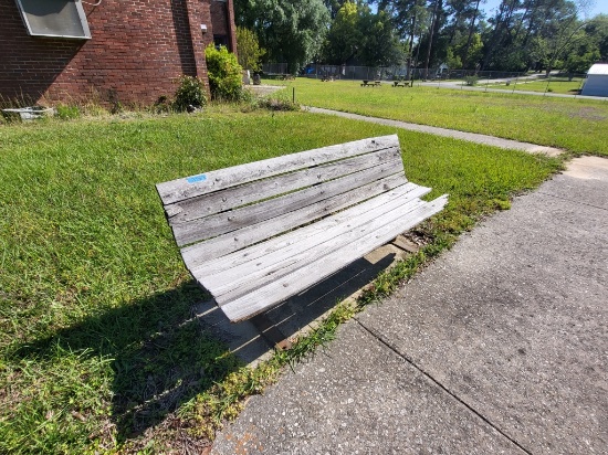 wood/metal park bench 6ftLx30inH
