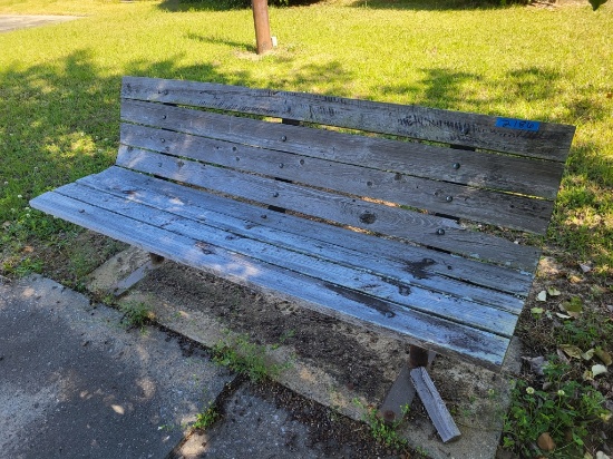 wood/metal park bench 6ftLx30inH