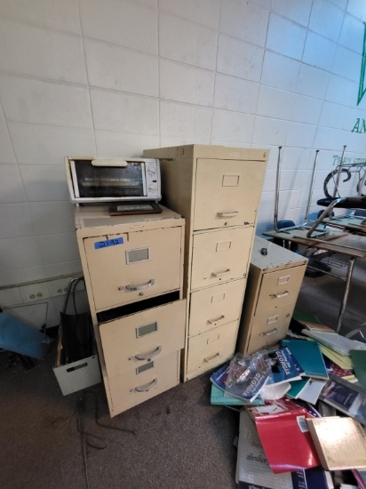 3 filing cabinets & toaster oven