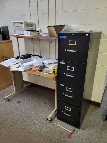 2 tier rolling table, metal filing cabinet