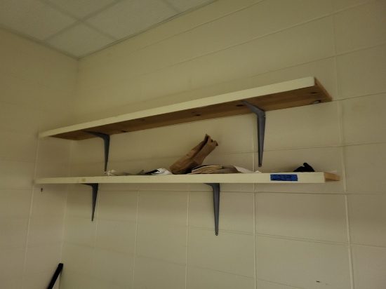 2 wooden wall shelves