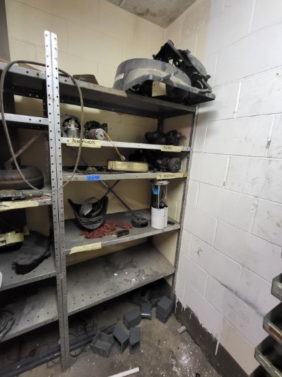metal shelving w. car parts 3ftLx6ftH