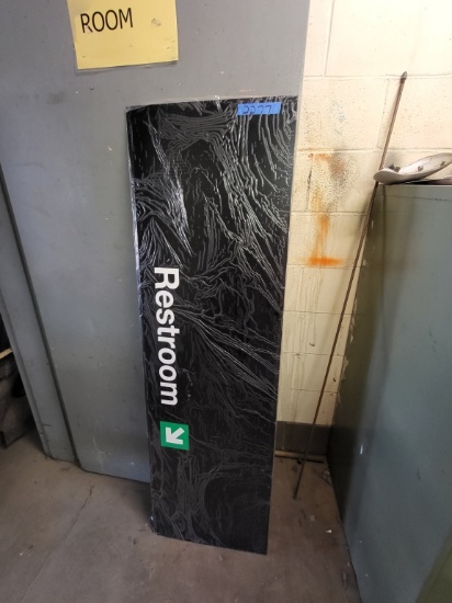 metal restroom sign 5ftx18in double sided