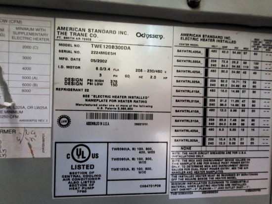 American Statndard /trane A/c Unit Twe120b300da
