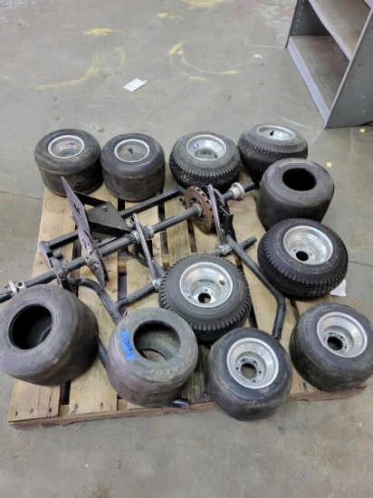 Go-cart Rear End & 8 Tires & Wheels, 3 Tires