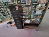 metal & wood desk, 4 drawer filing cabinet