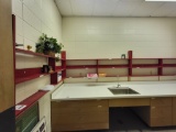 (5 pc) red wooden wall shelving