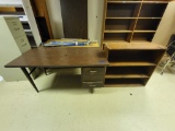 wooden office desk & wooden bookcase