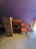 4-drawer filing cabinet, wood podium, 3