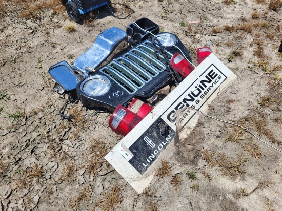 Lot Of Auto Parts / Lincoln Sign