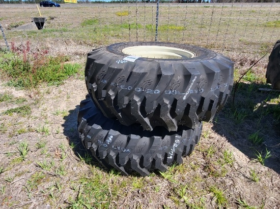 (2) 7 Bolt Rims W/ New Tiron 43x16.00-20nhs Tires