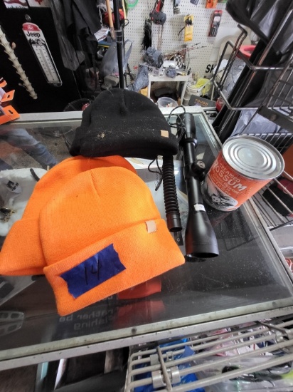 6 Beanie Hats, Can Possum, Scope, Deer Call