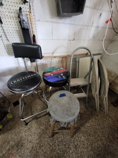 Craftsmen Stool, 2 Bar Stools, Folding Step Ladder