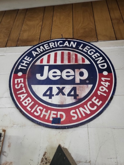 Round American Legend Metal Jeep Sign
