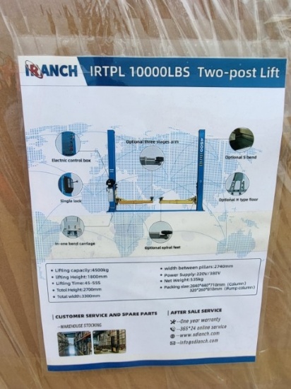 10,000lbs Two Post Lift