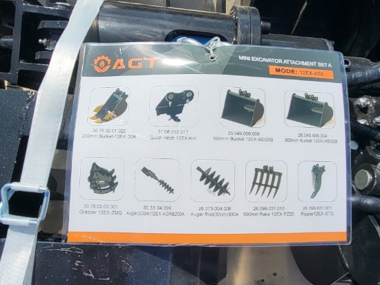 Mini Excavator Attachment, AGT, Unused, Set of 9